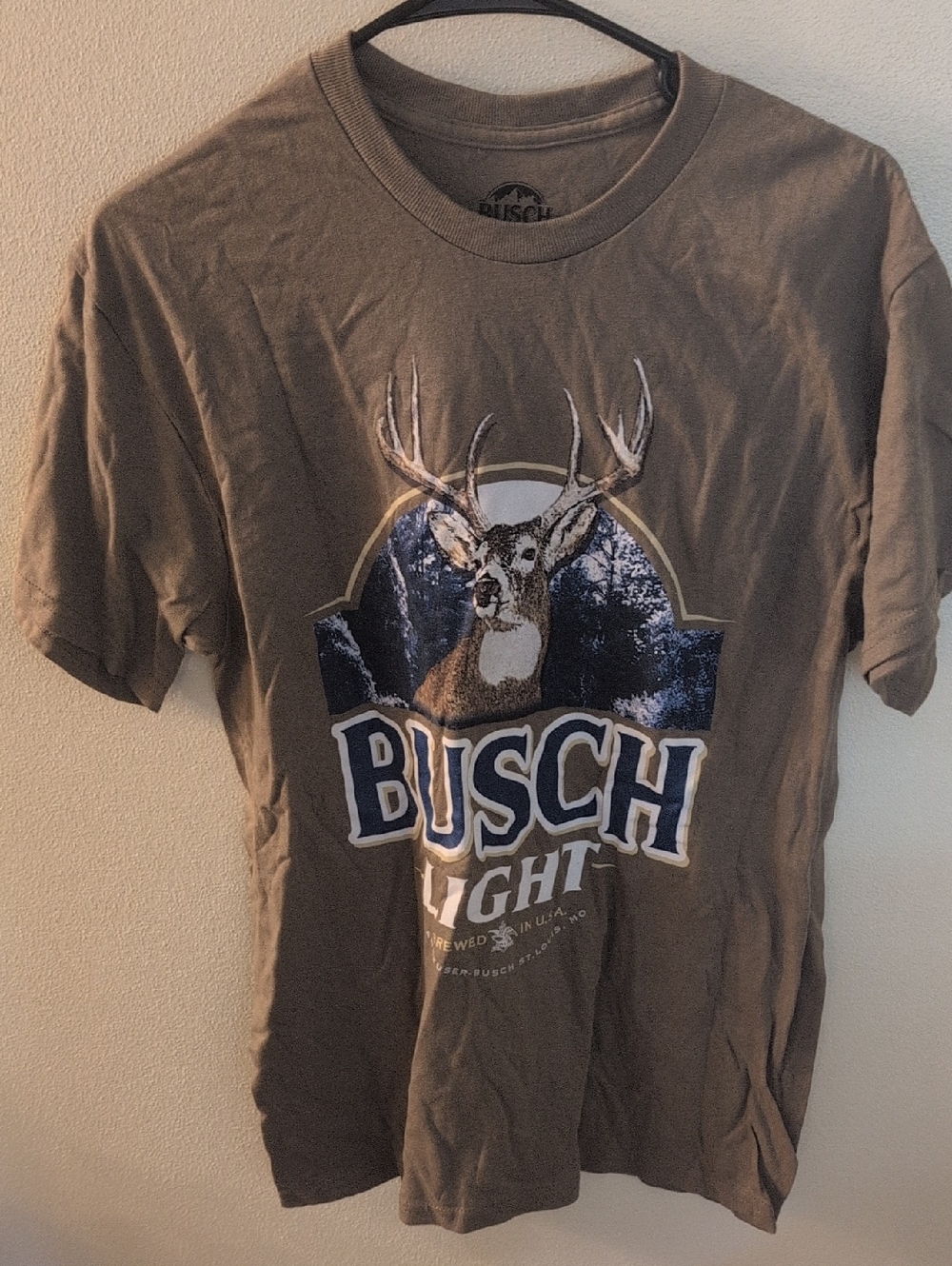 Busch Light Graphic Tee in Olive Brown